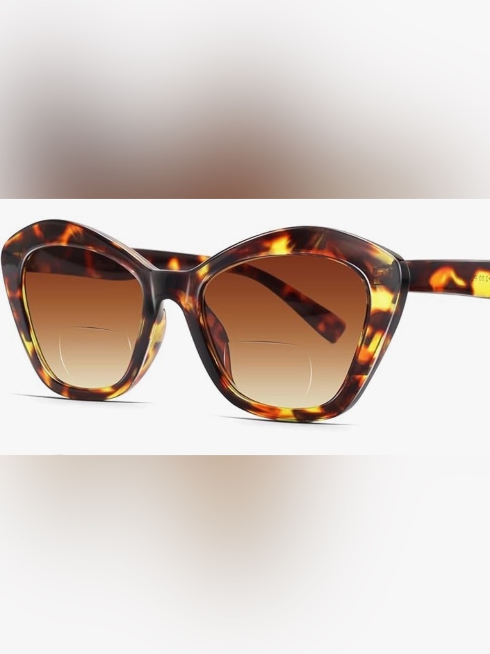 Tortoiseshell Cat-Eye Bifocal Readers Sunglasses - Brown Gradient Lenses